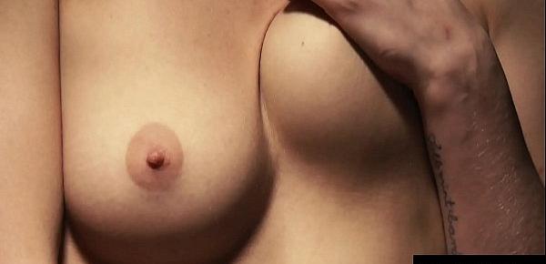  Sexy naked blonde licks her nipples as she masturbates to orgasm